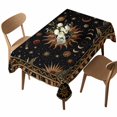 thumbnail image 1 of Golden Black Rectangle Tablecloth, Sun Middle Century Abstract Luxury Waterproof & StainResistant Tablecloth, Washable Oil-proof Table Cover for Dining/Party/Wedding/Camping/Buffet 60x102 In, 1 of 9