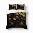thumbnail image 1 of Golden Black Scales Pattern Bedding Set 3 Pcs Soft Microfiber Quilt Cover For Bedroom Decor, Comforter Cover With 2 Pillowcase, 1 of 5