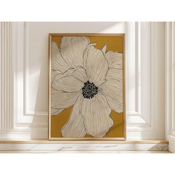 Golden Bloom Floral Living Room Wall Art Home Decor