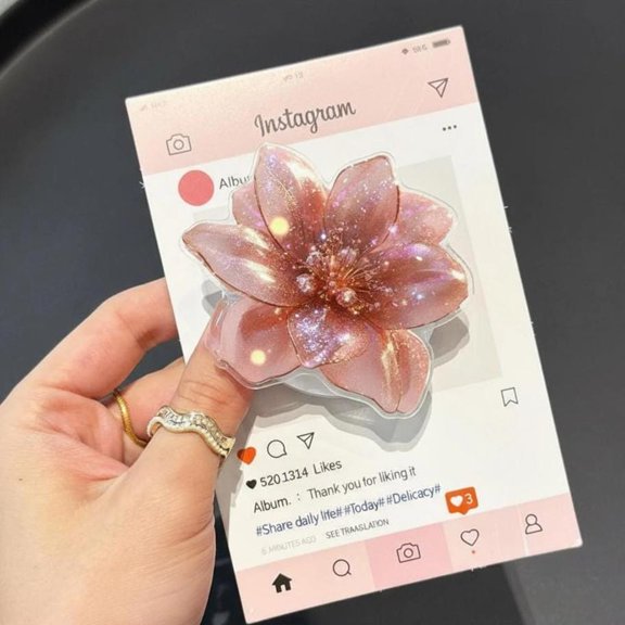 Golden Bloom Phone, Rose Gold Floral, Birthday Phone Grip, Everyday Style Phone Holder, E-Reader Accessory