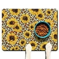 thumbnail image 1 of Golden Bloom Sunflower Dog Bowl Mat - Absorbent Pet Food Pad with Rustic Watercolor Artwork, Large Size, 1 of 2