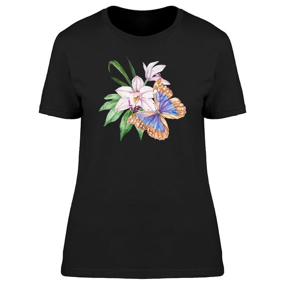 Golden-Blue Butterfly Tee Women's -Image by Shutterstock