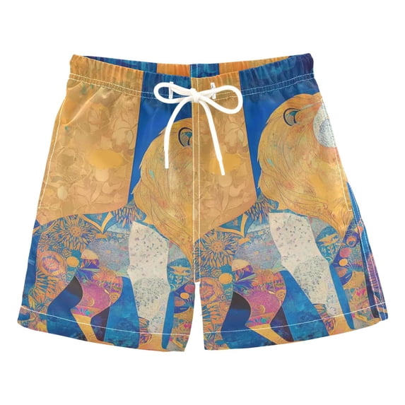 Golden Blue Lion Shadow Boys Swim Trunks Quick Dry Boy Swim Shorts for 3-14 Years