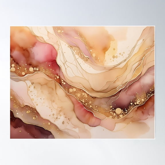Golden Blush Agate Poster Wall Art, Modern Wall Decor For Living Room Bedroom, 24x36 UNFRAMED
