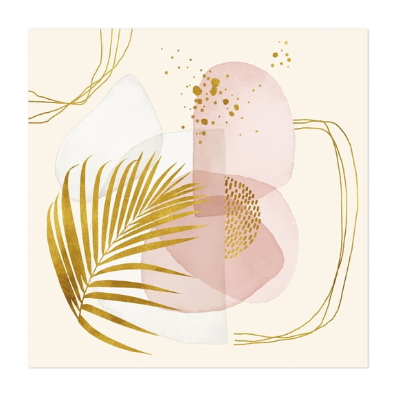 Golden Boho Tropical Vibes - Painting Abstract Minimalist Boho Geometric Pastel Modern Art Botanical Unframed Wall Art Print 36 x 36 inches