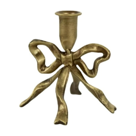 Golden Modern Bow Taper Candle Holder Elegant Candlestick Stand for Wedding Party Catering Home