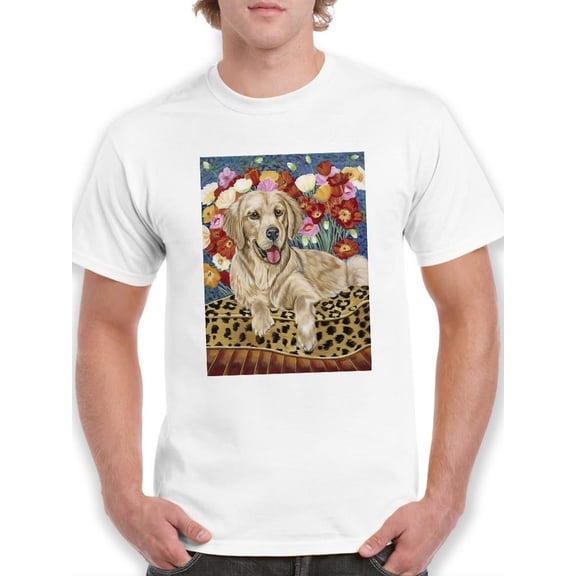 Golden Boy Retriever T-Shirt Men -Carolee Vitaletti Designs, Male Large