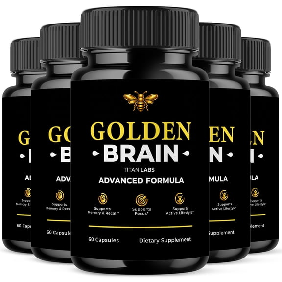 Golden Brain Advanced Brain Support Pills Formula Supplement GoldenBrain Capsules (5 Pack)