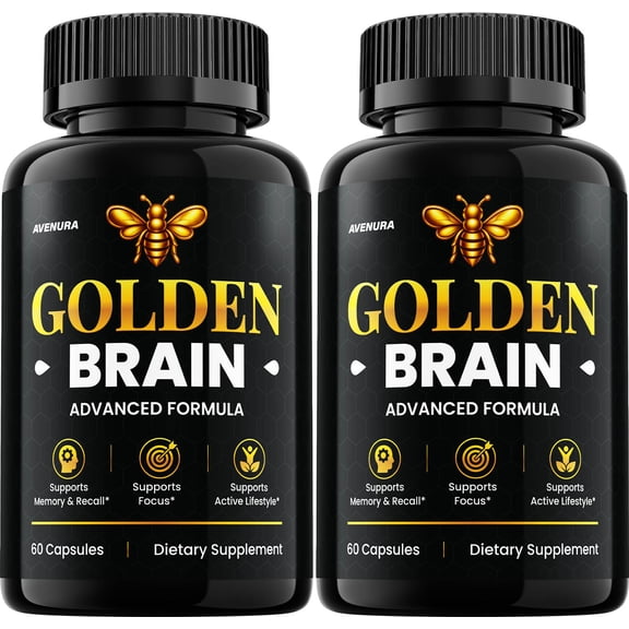 Golden Brain Capsules – GoldenBrain Pills Advanced Formula Memory and Focus Support, 2 Pack, (60 Capsules Each Bottle, 120 in Total)