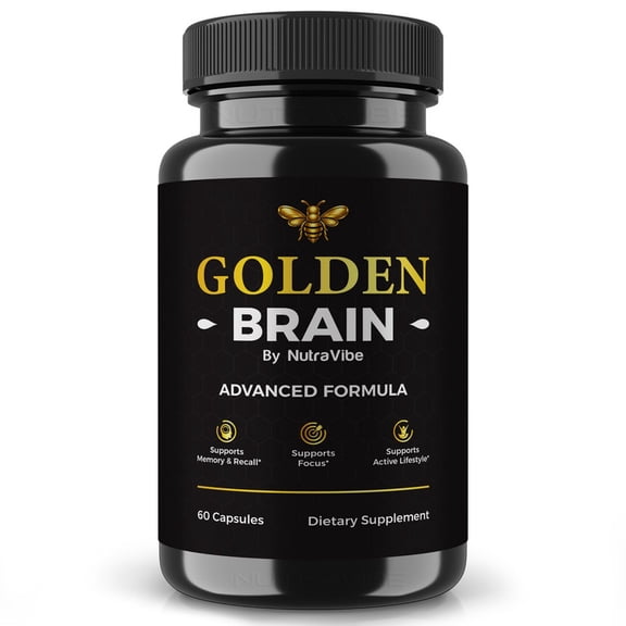Golden Brain Pills Daily Formula with a Natural Blend to Help Maintain Focus, Memory & Concentration | Clean, Gentle, Easy-to-Swallow Capsules for Everyday Sharpness (60 Capsules)