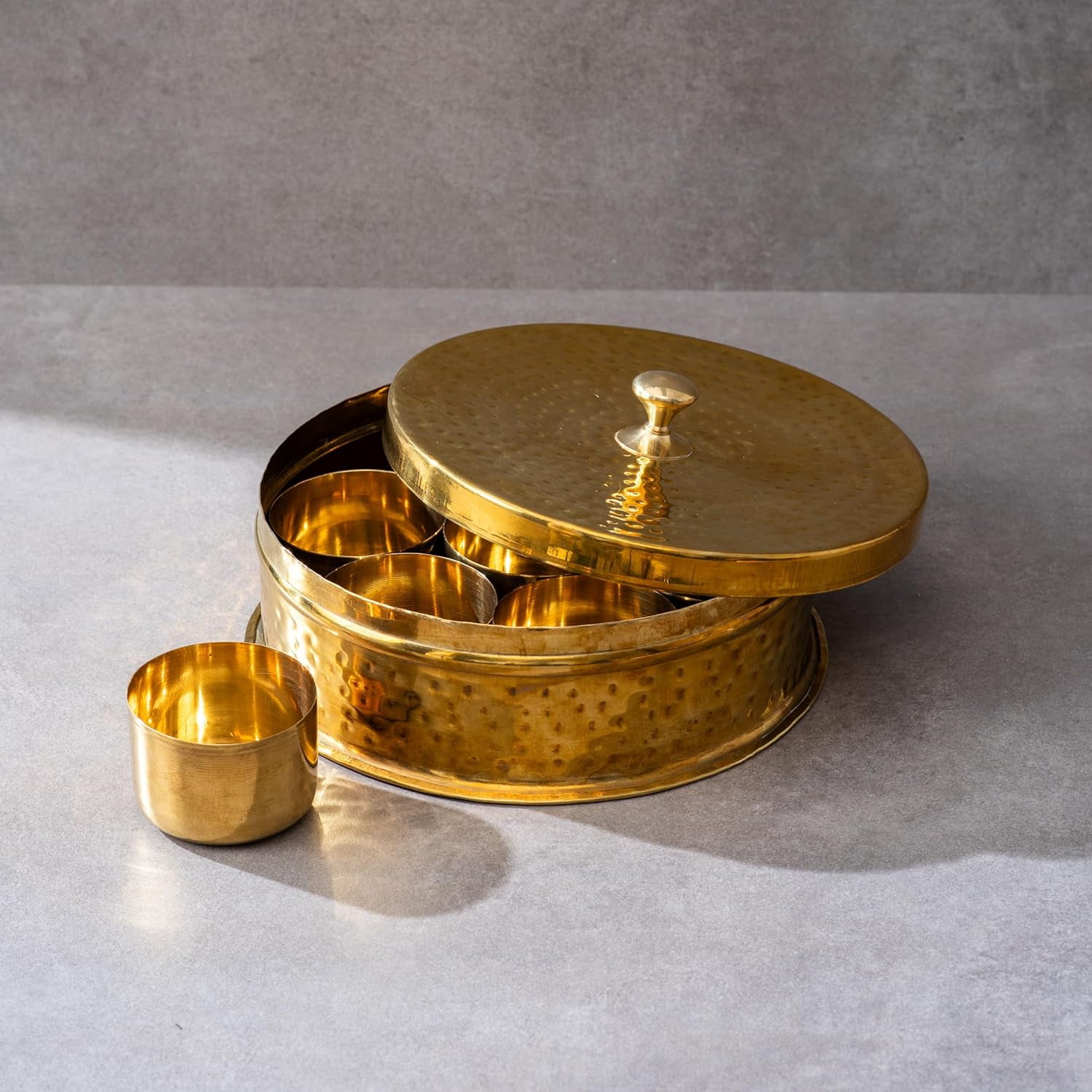 Golden Brass Masala Box Masala Dani Spice Box Set For Kitchen Spice Storage Organizer Masala Dabba Non toxic Walmart