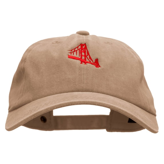 Golden Bridge Embroidered Unstructured Cotton Cap - Khaki OSFM
