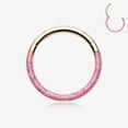 thumbnail image 1 of Golden Brilliant Fire Opal Lined Front Facing Seamless Clicker Hoop Ring, 1 of 4