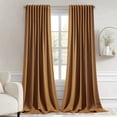 thumbnail image 1 of Golden Brown Back Tab Blackout Curtains 120 Inch Long 2 Panels Set for Bedroom, Rod Pocket/Pinch Pleated Extra Long Thermal Insulated Living Room Darkening Light Blocking 10FT Drapes, 1 of 9