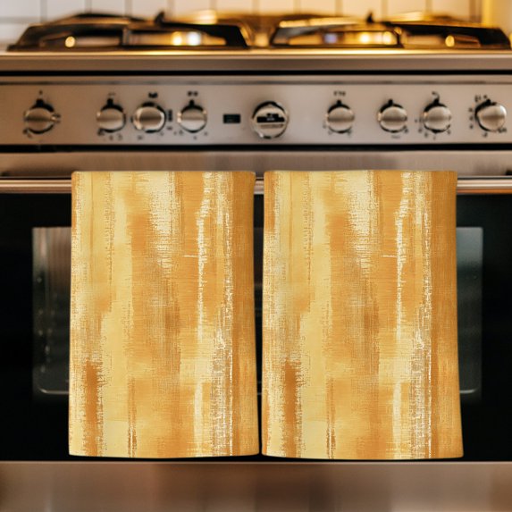 Golden Brown Ombre Kitchen Towels Set of 1, Modern Abstract Art Oil Painting Absorbent Dish Towels for Kitchen, Microfiber Hand Towel, Quick Drying Tea Towel for Cleaning Decorative Dishcloths
