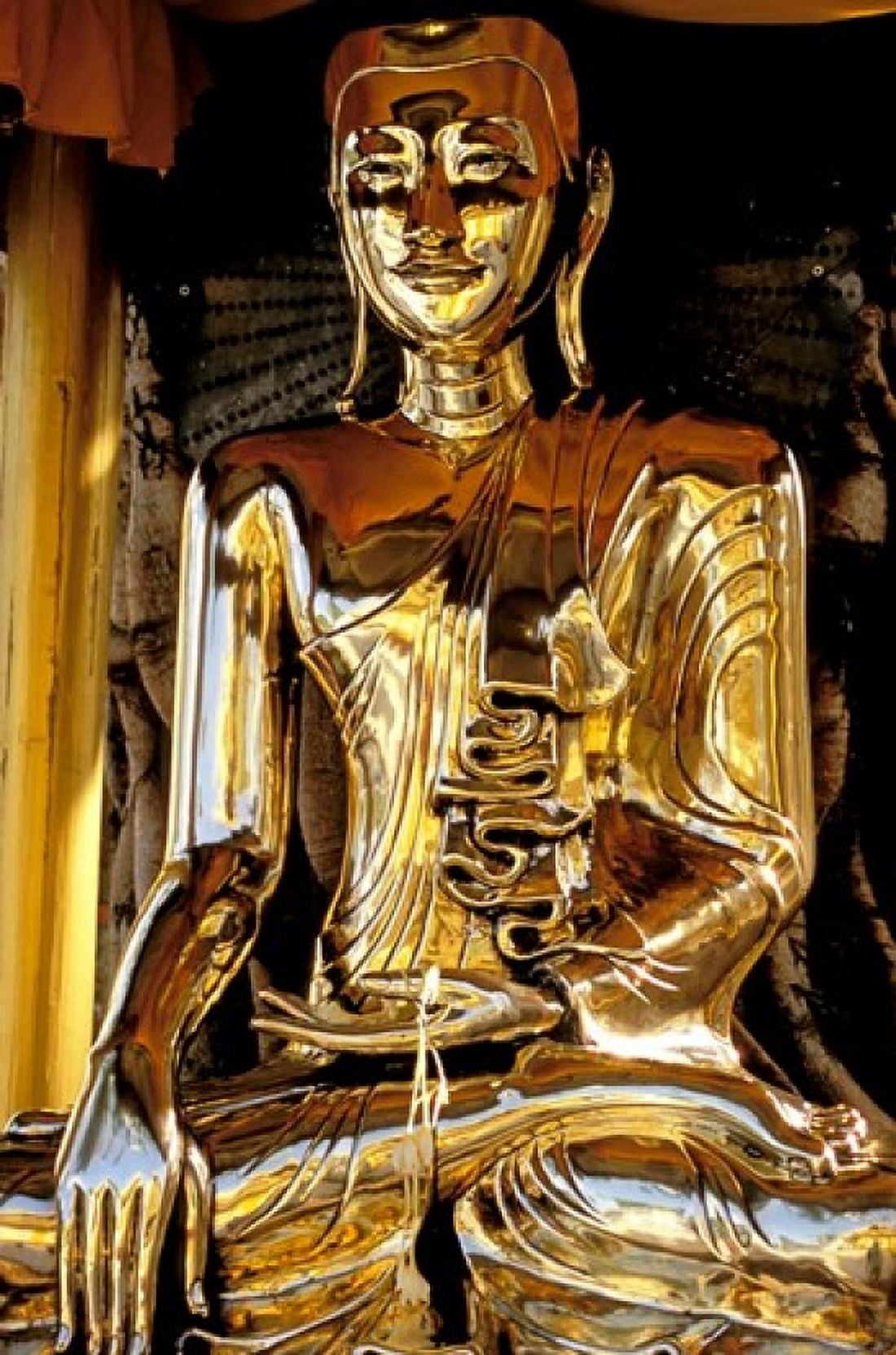 Golden Buda of Shwedagon Pagoda Yangon Myanmar Canvas Art - Inger Hogstrom DanitaDelimont (24 x 35)