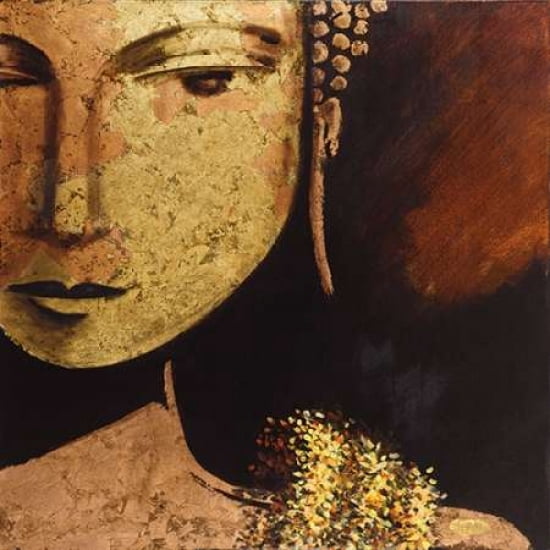 Golden Buddha Canvas Art - JC Pino (24 x 24)