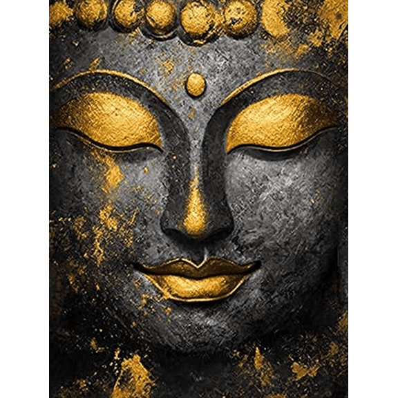 Golden Buddha Face Canvas PaintingSuitable for Living RoomBedroomYoga RoomMeditation Roomand Office Decor.