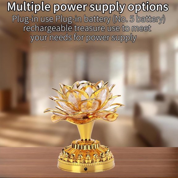 Golden Buddha Lotus Lamp, 7-Color Changing LED Buddhist Night Light, 110-240V US Plug with Battery Option, ABS Buddha Light for Meditation Yoga Temple Home Decoration Lotus Flower Lamp(2Pcs)