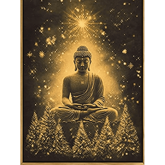 Golden Buddha Statue Decorative Painting/Canvas Art Suitable for Living Room Bedroom Meditation Room Yoga Studio Office TempleZen Room Prayer Room and Spiritual Space.