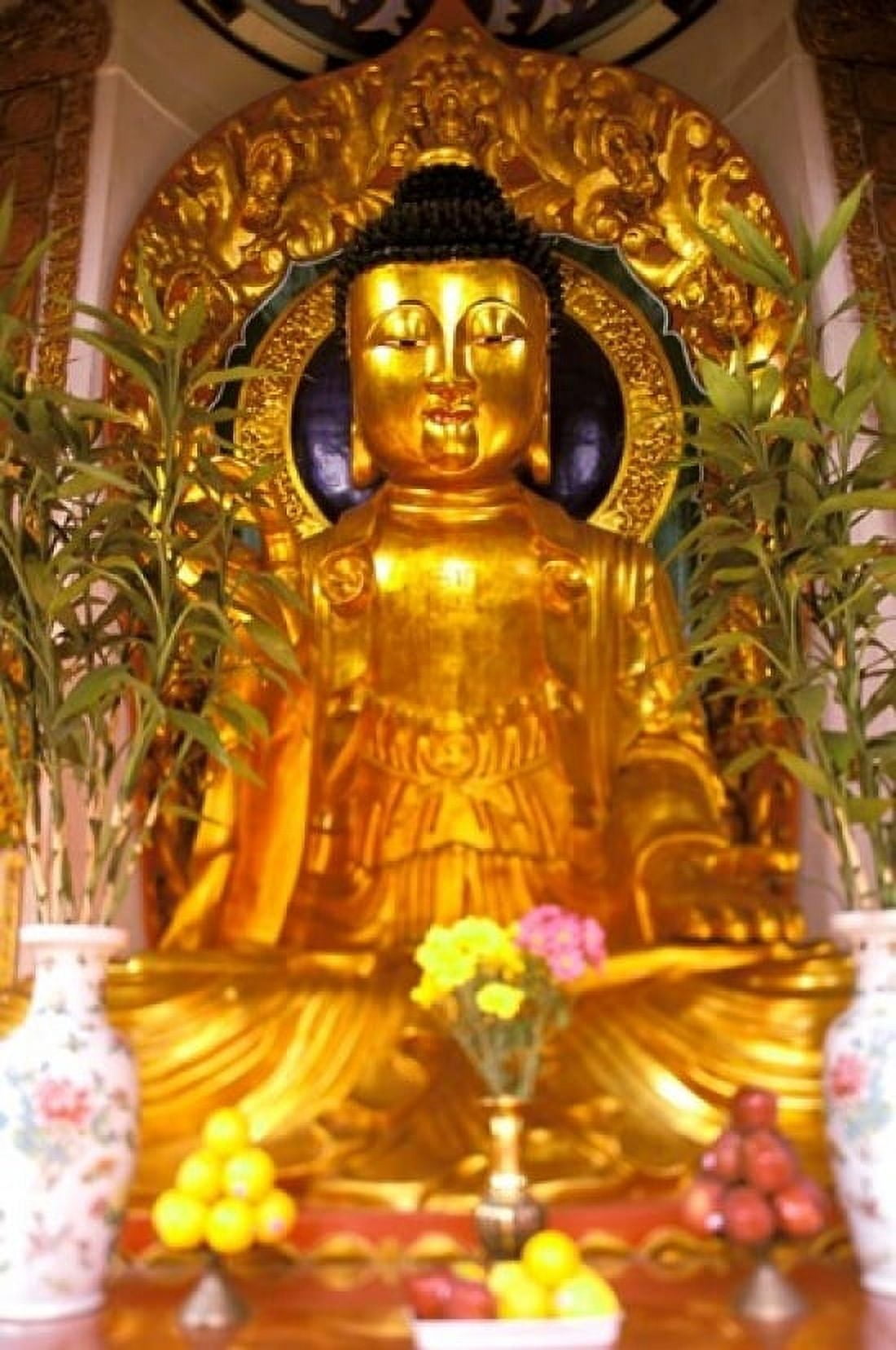 Golden Buddha in Sha Tin Cemetery Hong Kong China Canvas Art - Stuart Westmorland DanitaDelimont (12 x 17)