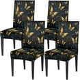 thumbnail image 1 of Golden Butterfly Chair Covers for Dining Room Set of 4, Washable Spandex Parsons Slipcovers, Removable Kitchen Chair Cover, Stretch Seat Protector for Home Party Hotel, 1 of 6