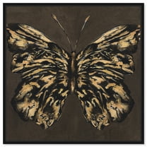 Golden Butterfly Elegant Butterfly Canvas Wall Art by Art Remedy, Black Floater Frame, 12"x12"