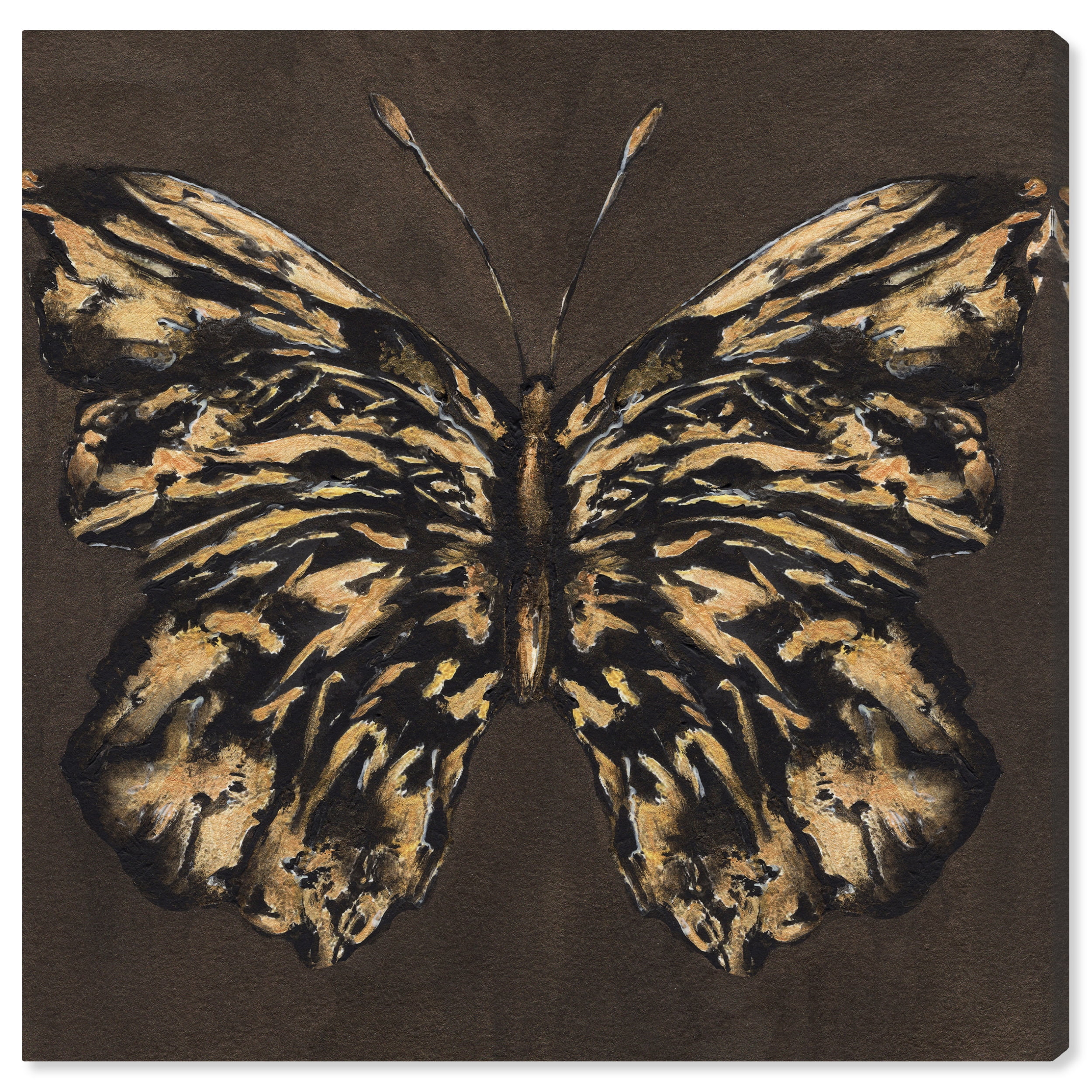 Golden Butterfly Elegant Canvas Wall Art, 24" x 24"