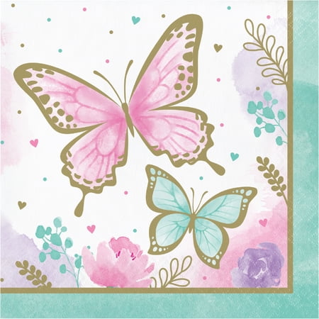 Golden Butterfly Napkins, 48 Count