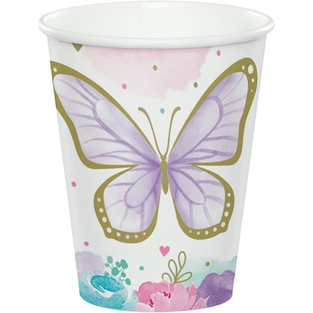 Golden Butterfly Paper Cups, 24 Count