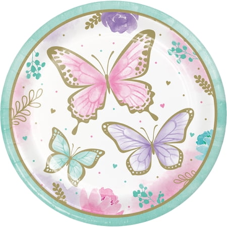 Golden Butterfly Paper Plates, 24 Count