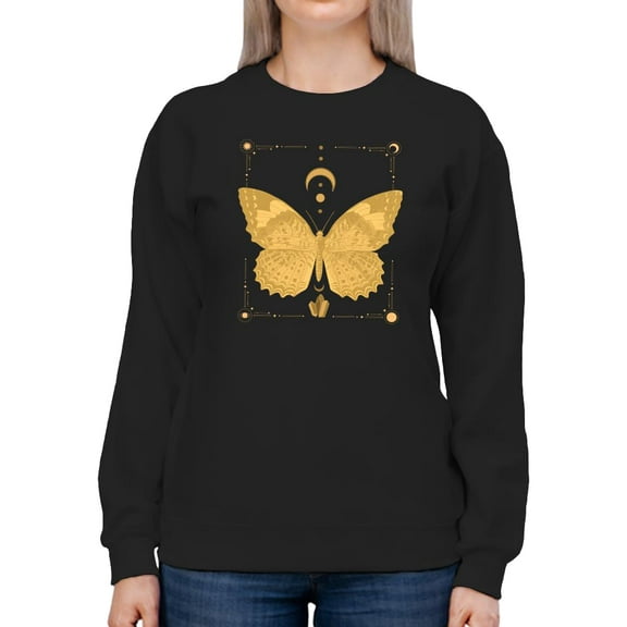 Golden Butterfly Sweatshirt Women -Smartprints Designs, Female XX-Large