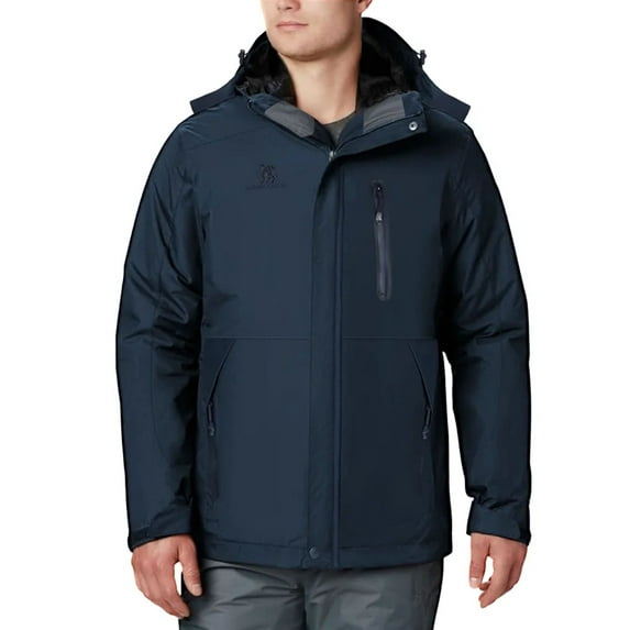 Generic MEL Men's Ski Jacket Windproof Winter Coat Outdoor Jackets for Men Dark Blue Size S