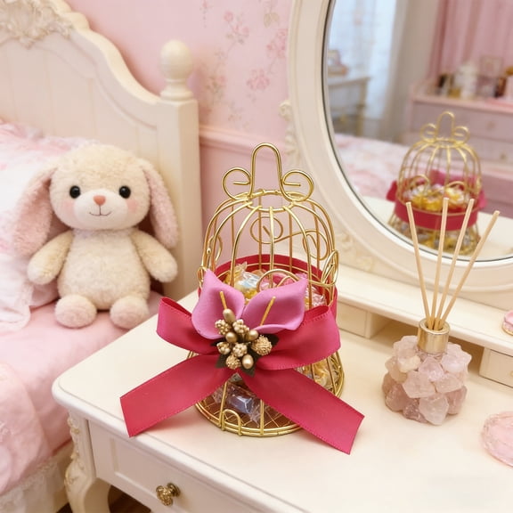 Golden Candy Box Birdcage Sweet Box Wedding Favor Snack Gift Container Party Table Treat Holder Reusable Keepsake Box Bridal Shower Dessert Storage For Wedding Reception Party Favor Home Table
