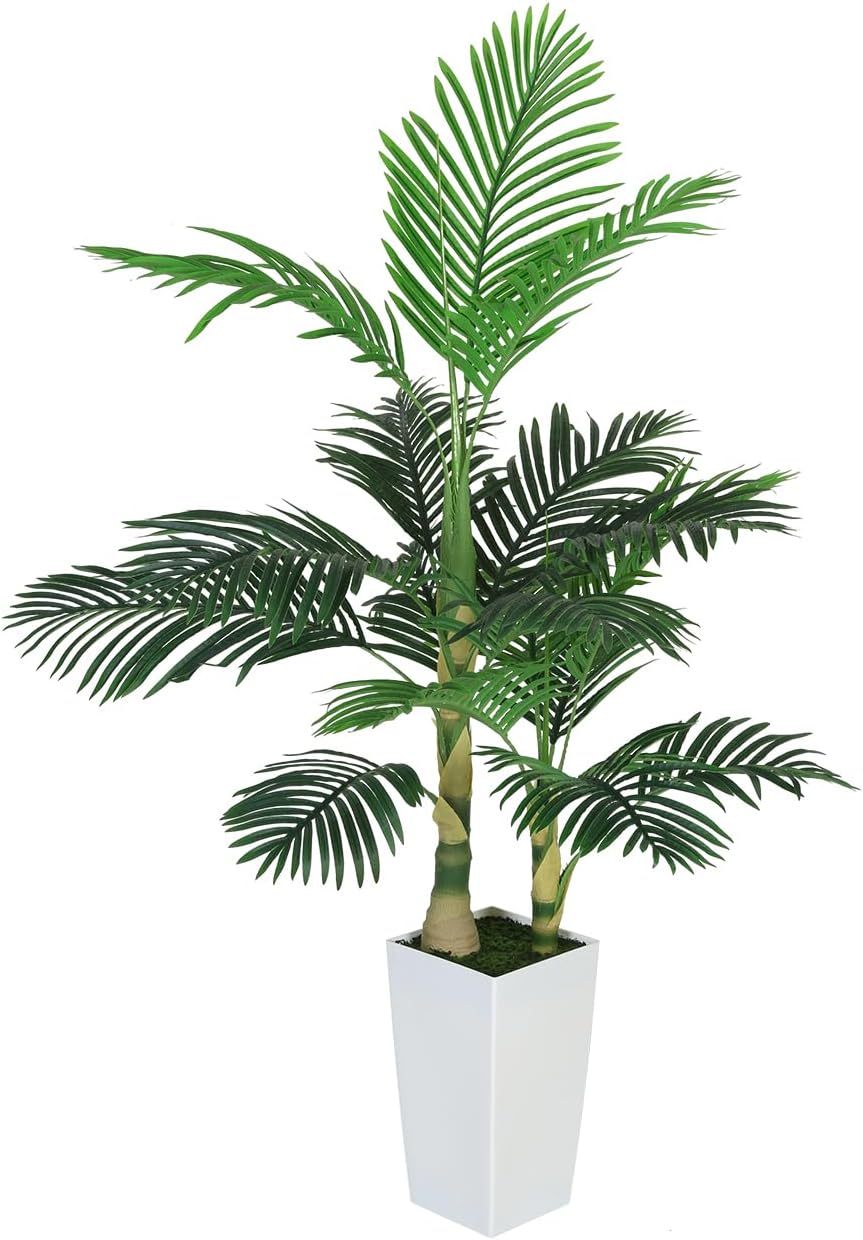 Golden Cane Palm Trees Artificial Indoor, 5FT Tall Faux Palm Tree with