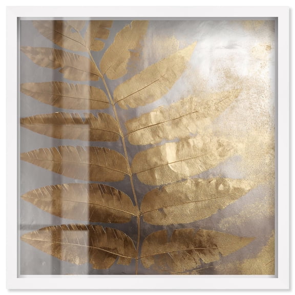 Golden Canopy (II) Shadowbox Print Elegant Nature Art by Art Remedy, White Frame, 12 x 12