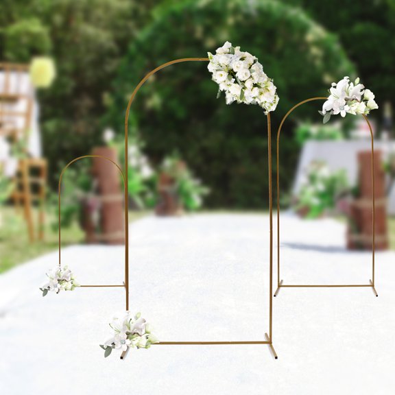 Golden Carbon Steel Three-Piece Wedding Stand 5.9/6.6/7.2 Foot Arch Party Background Decoration Stand