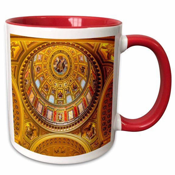 3drose, Golden Ceiling of St. Stephens Cathedral, Budapest, Hungary., 15oz Two-tone Red Mug