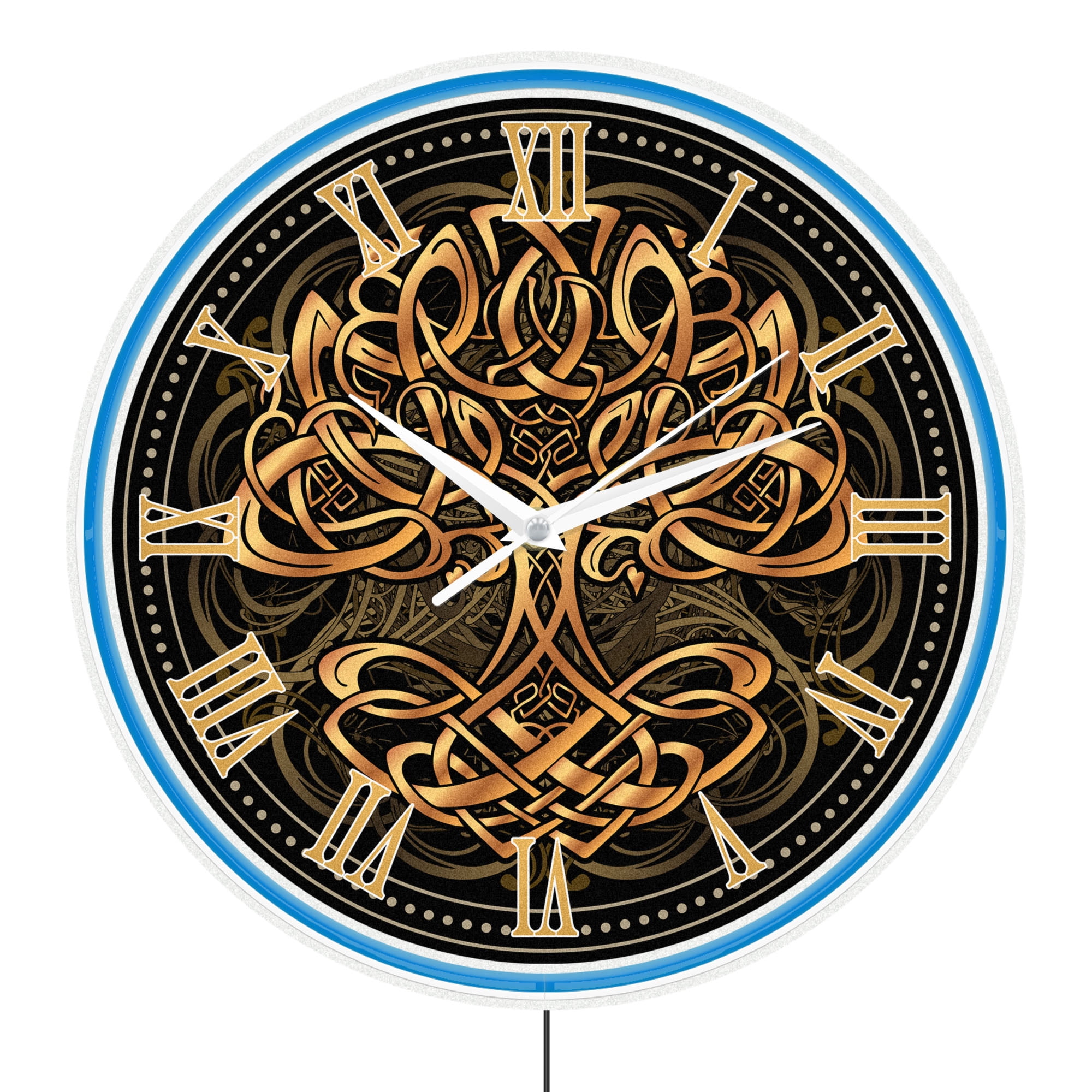 Golden Celtic Knot Tree Of Life LED Neon Rim Light Wall Clock Vintage ...