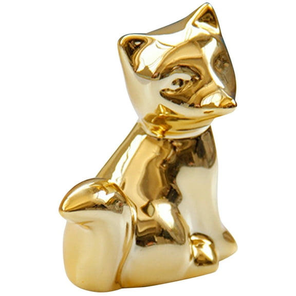Golden Ceramic Little Fox Ornament Home Decoration Animal Abstract Mini Desktop Craft Adorns Statues
