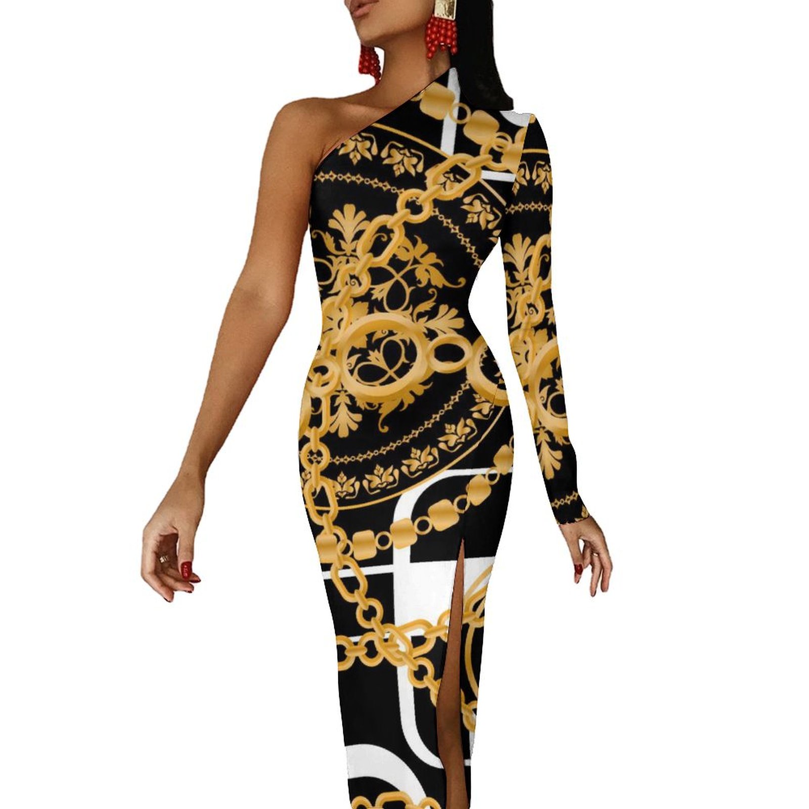 Pink Chain Print Dress Shop Colourblock Heart Disc Sequin Chain Dress Pink  Online In Oman