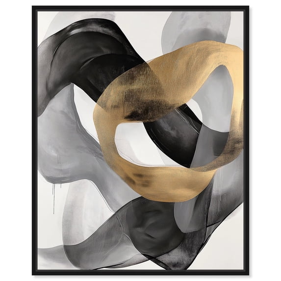 Golden Chaos II Canvas Neutral Boho Art by Art Remedy, Black Frame, 36" x 45"