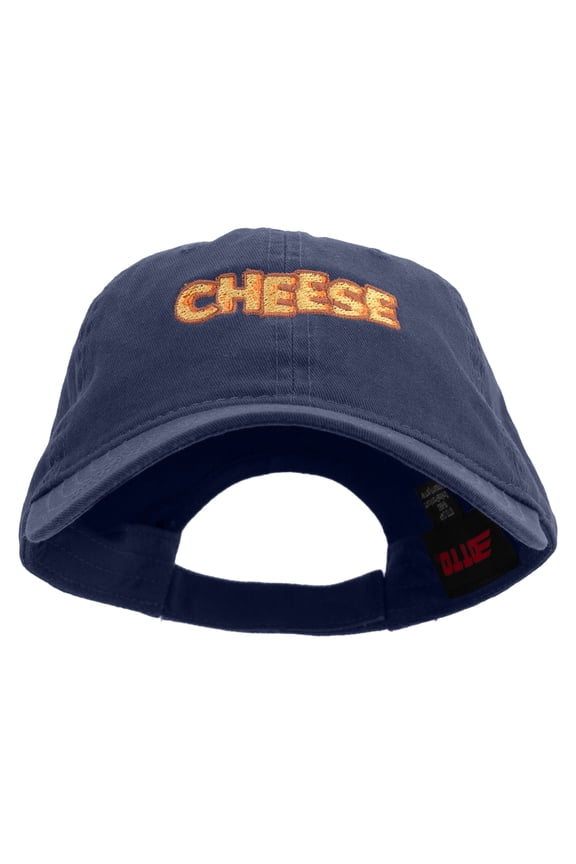 Golden Cheese Logo Embroidered Garment Washed Cotton Twill Cap - Navy OSFM