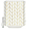 thumbnail image 1 of Golden Chevron Shower Curtain, 72" x 72", Lines Abstract Geometric Minimalist Waterproof Bathroom Curtain Washable Shower Curtain Set with 12 Hooks, 1 of 6