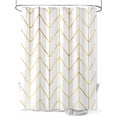 thumbnail image 1 of Golden Chevron Shower Curtain, Lines Abstract Geometric Minimalist Waterproof Shower Curtain Set with 12 Hooks Lightweight Washable Fabric Shower Curtains for Bathroom 72x78 Inches, 1 of 6