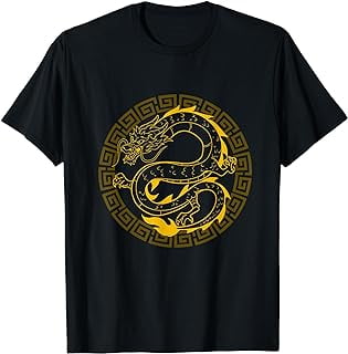 Golden Chinese Dragon Gift Shirt Martial Arts Asian Culture T-Shirt ...