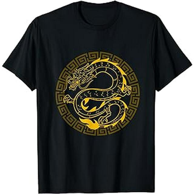 Golden Chinese Dragon Gift Shirt Martial Arts Asian Culture T-Shirt ...