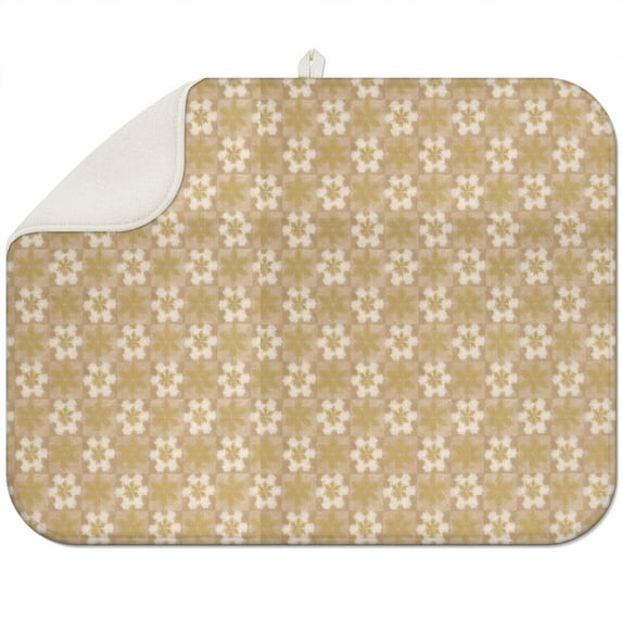 Golden Christmas Pattern Dish Drying Mat for Kitchen 1 Pack, Ultra Absorbent Microfiber Dishes Drainer Mats,18x24in(46x61cm)