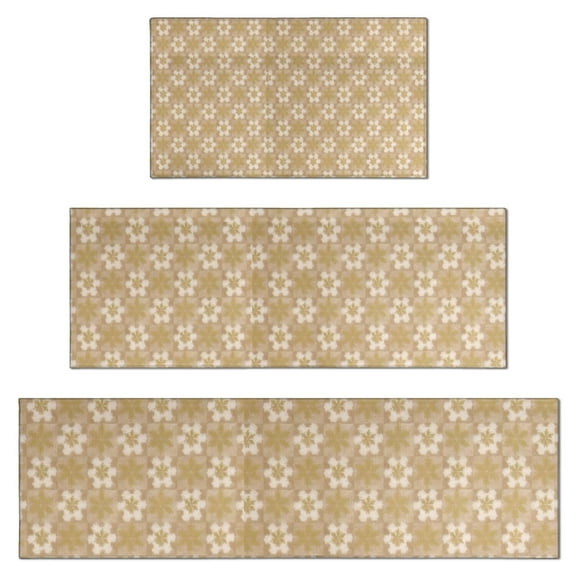 Golden Christmas Pattern Kitchen Rugs Sets Of 3,Kitchen Runner Rugs Non Skid Washable,Decorative Kitchen Floor Mats for Kitchen,Sink,Laundry,17"x30"+ 17"x47" + 17"x59"