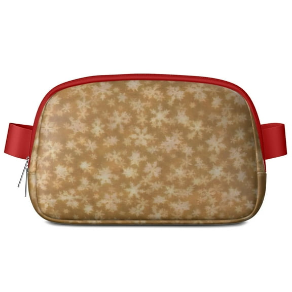 Golden Christmas Snowflake Pattern Cute Fanny Packs for Women,Travel Waterproof Crossbody Fanny Bags Waist Purse for Women Anti Theft Adjustable Strap for Running Travel Cycling